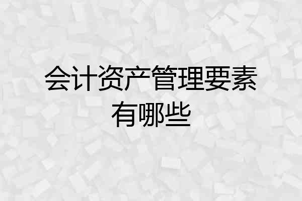 会计资产管理要素有哪些