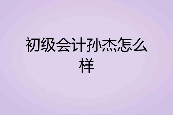 初级会计孙杰怎么样