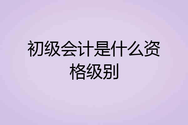 初级会计是什么资格级别