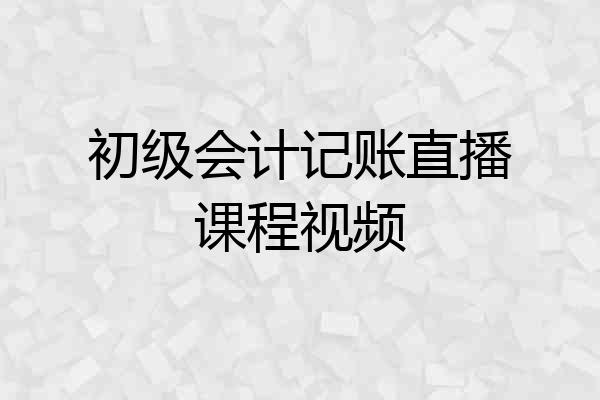 初级会计记账直播课程视频