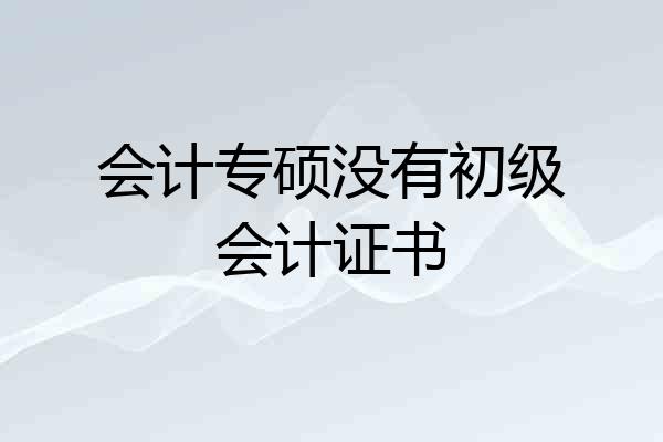 会计专硕没有初级会计证书