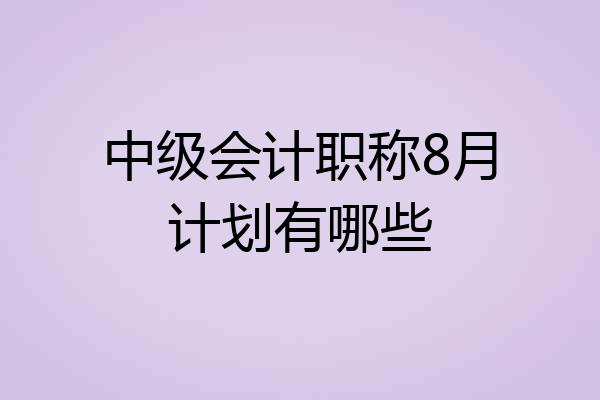 中级会计职称8月计划有哪些