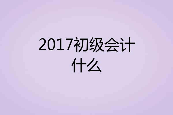 2017初级会计什么