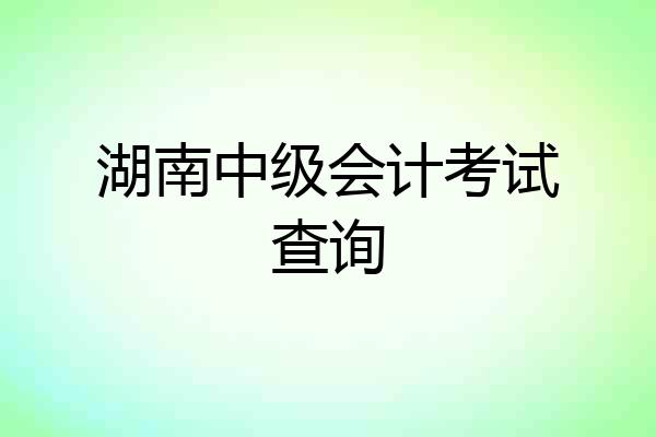 湖南中级会计考试查询