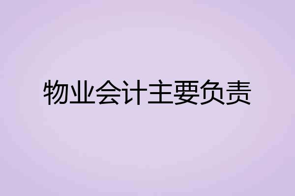 物业会计主要负责