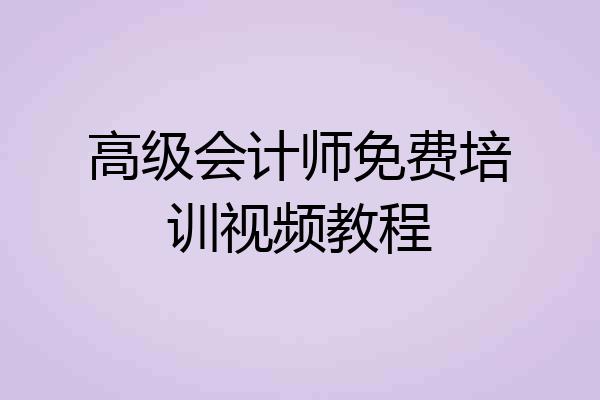 高级会计师免费培训视频教程