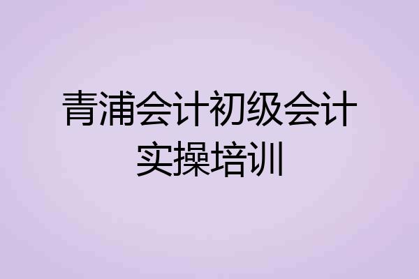 青浦会计初级会计实操培训
