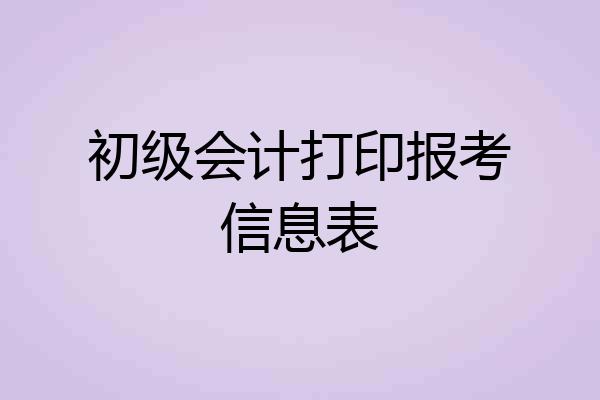 初级会计打印报考信息表