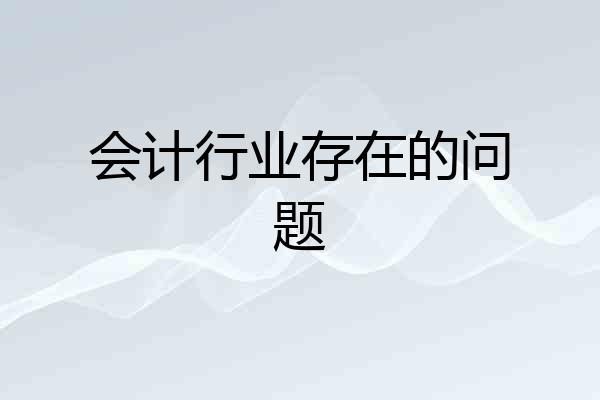 会计行业存在的问题