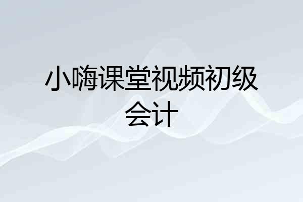 小嗨课堂视频初级会计