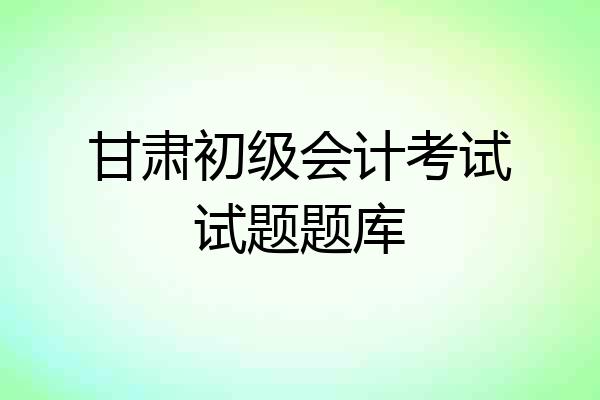 甘肃初级会计考试试题题库