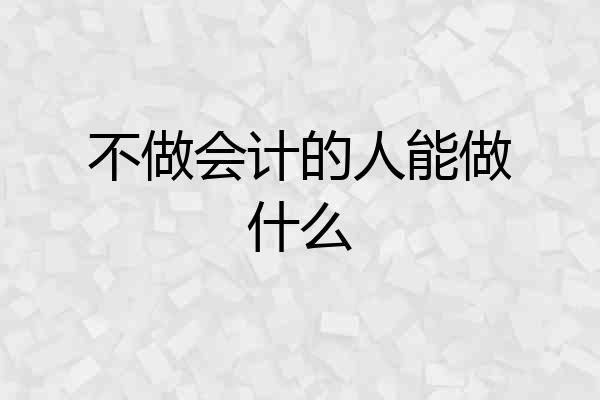 不做会计的人能做什么