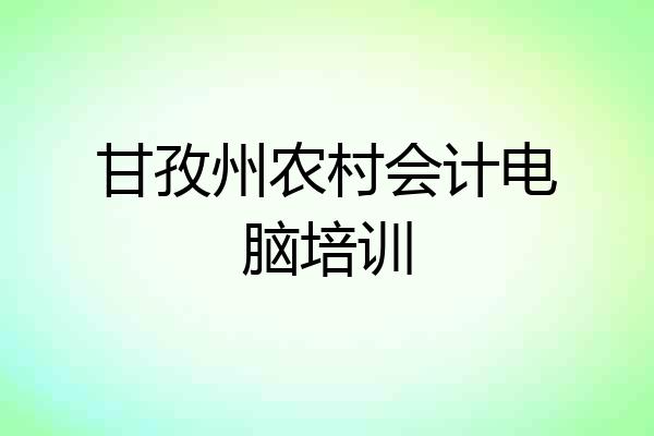 甘孜州农村会计电脑培训