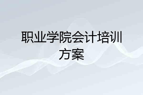 职业学院会计培训方案