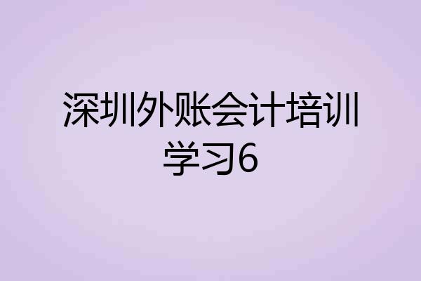 深圳外账会计培训学习6
