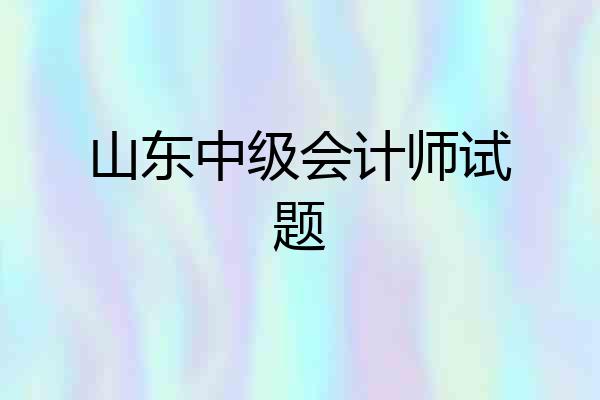 山东中级会计师试题