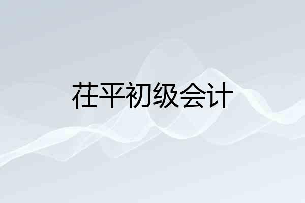 茌平初级会计