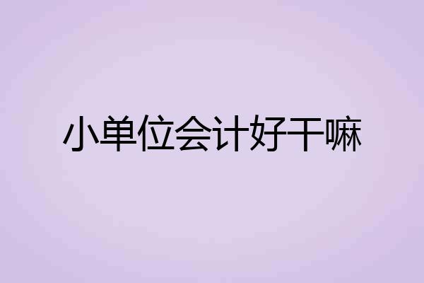 小单位会计好干嘛