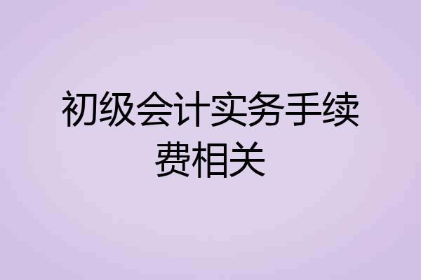 初级会计实务手续费相关