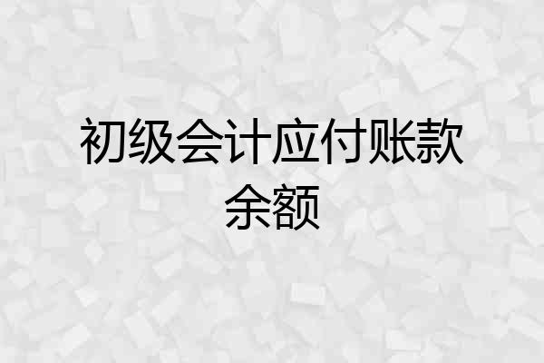初级会计应付账款余额