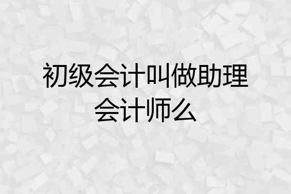 初级会计叫做助理会计师么