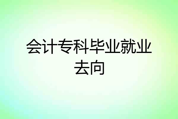 会计专科毕业就业去向