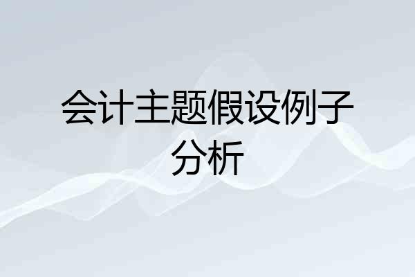 会计主题假设例子分析