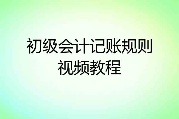 初级会计记账规则视频教程