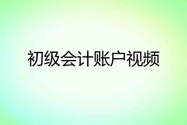 初级会计账户视频