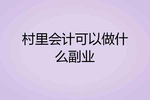 村里会计可以做什么副业