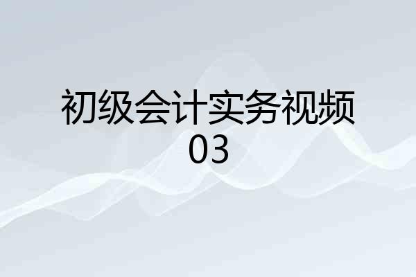 初级会计实务视频03