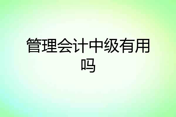 管理会计中级有用吗