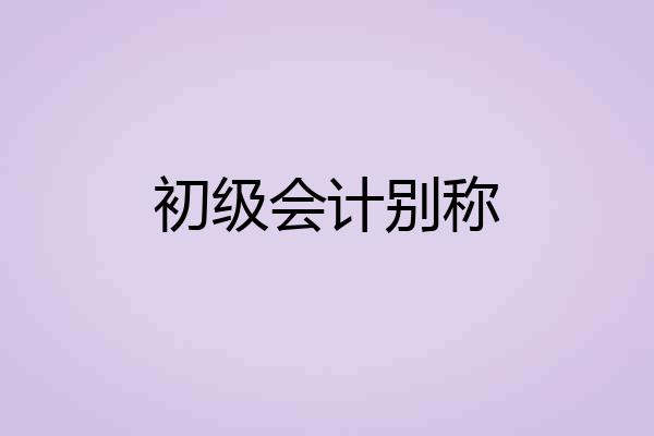 初级会计别称