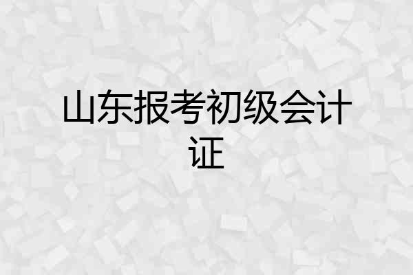 山东报考初级会计证
