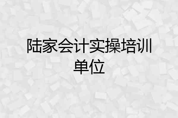 陆家会计实操培训单位