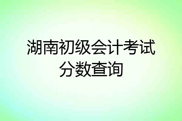湖南初级会计考试分数查询