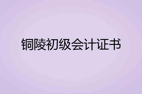 铜陵初级会计证书