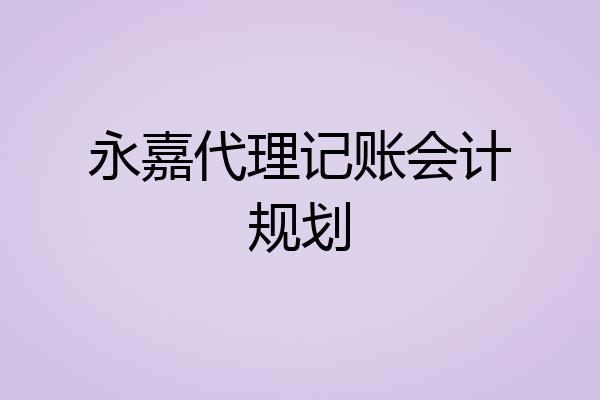 永嘉代理记账会计规划