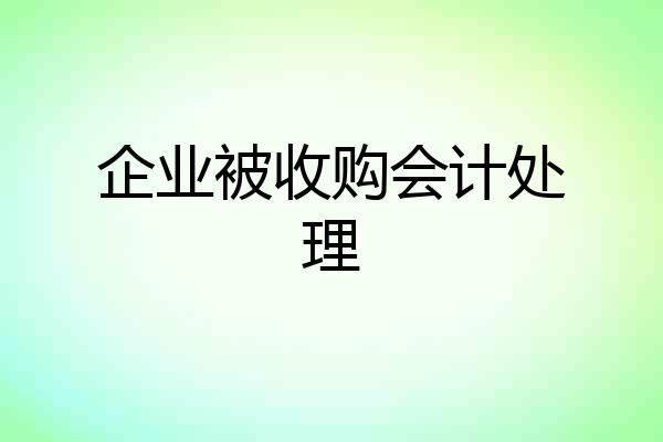 企业被收购会计处理