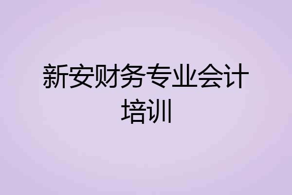 新安财务专业会计培训
