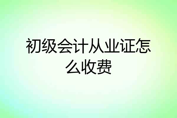初级会计从业证怎么收费
