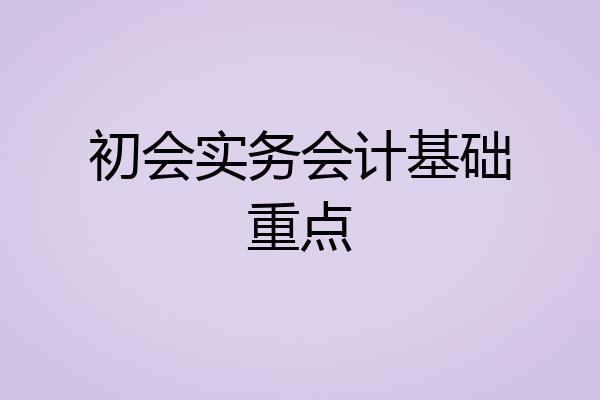 初会实务会计基础重点