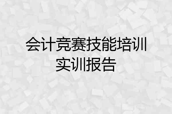 会计竞赛技能培训实训报告