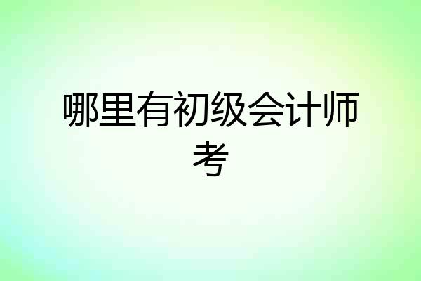 哪里有初级会计师考