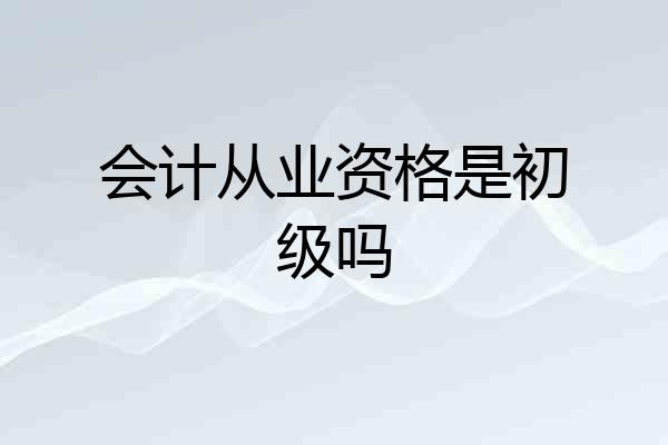会计从业资格是初级吗