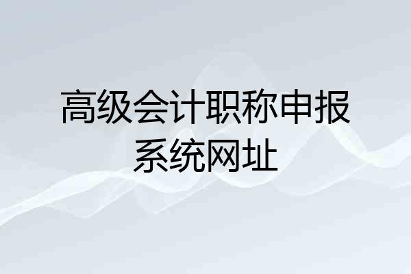 高级会计职称申报系统网址