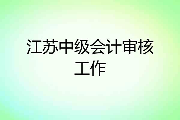 江苏中级会计审核工作