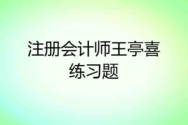 注册会计师王亭喜练习题