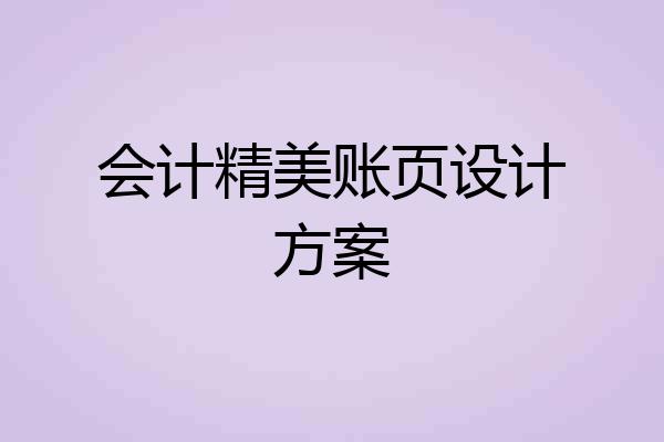 会计精美账页设计方案