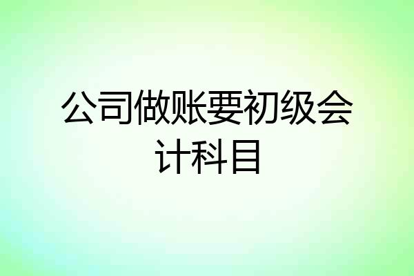 公司做账要初级会计科目